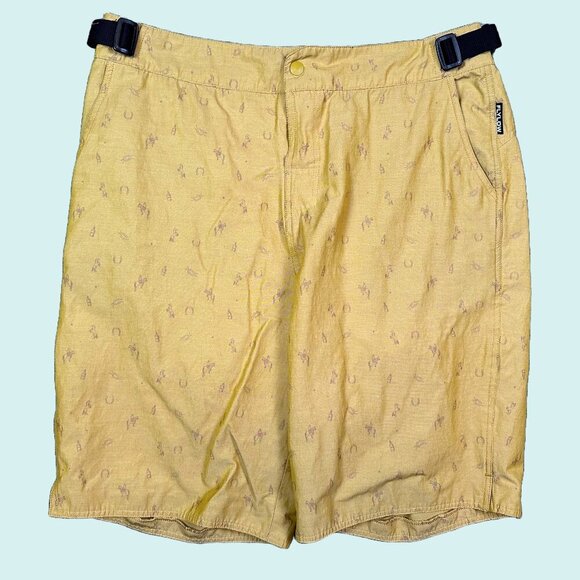 Flylow Reynolds Board Short Yellow Western Cowboy Print Men's Size Large - Picture 1 of 5
